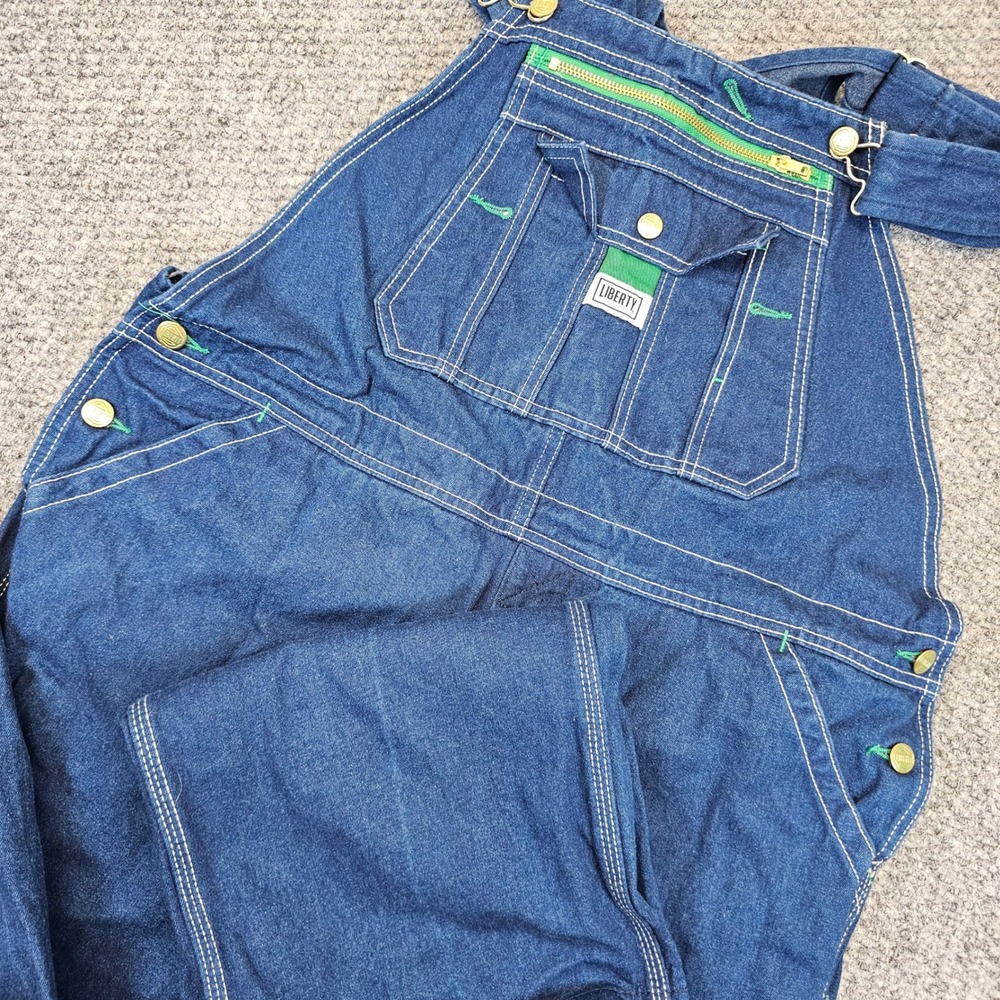 Liberty Mens Denim Bib Overalls Dark Wash Carpenter Utility Farm Garden 38x30